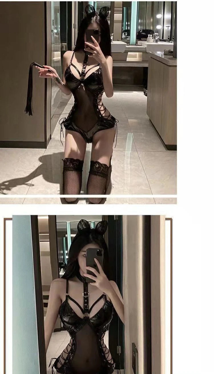 BDSM Latex Bodysuit – Premium Fetish Lingerie Set