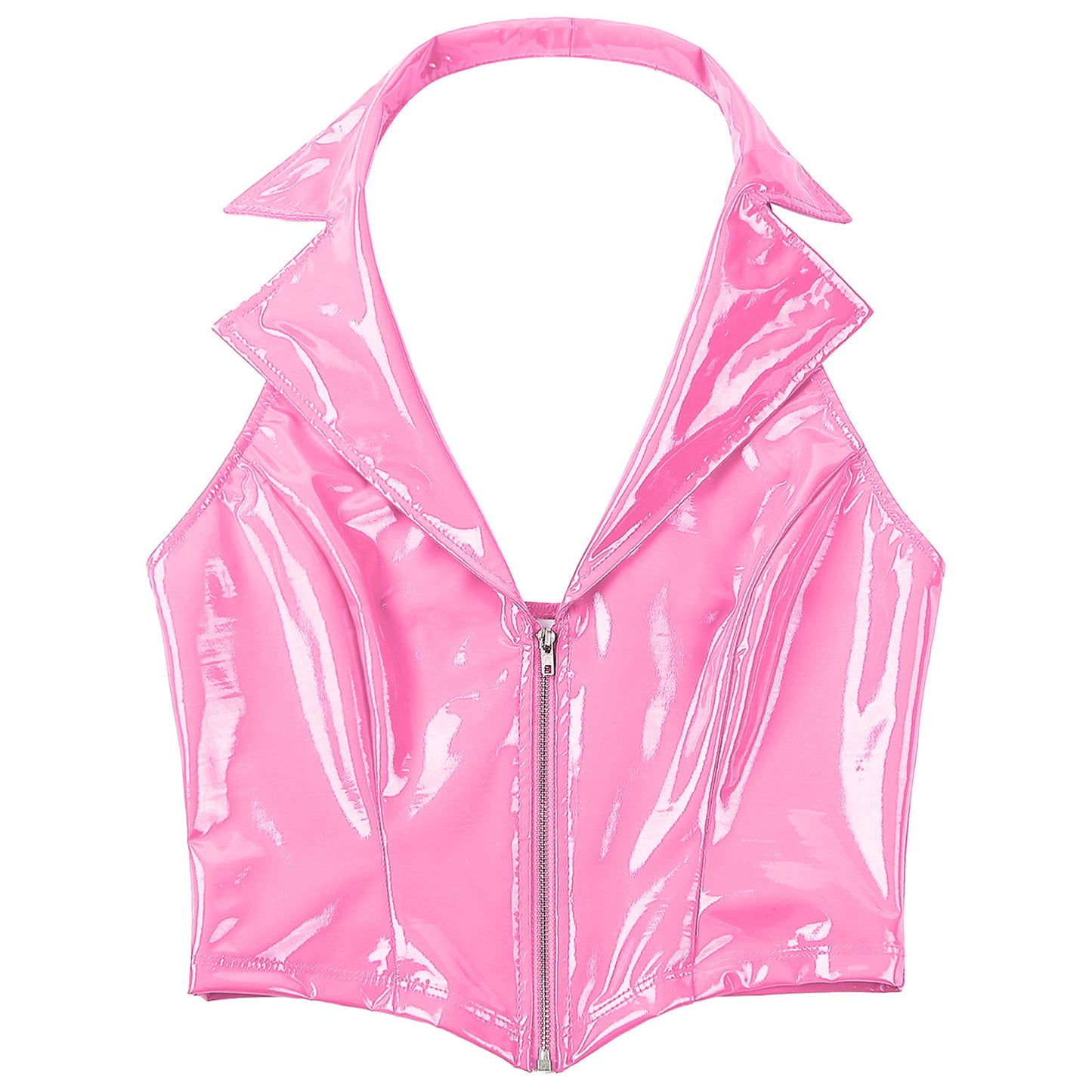 Glossy Latex Vest – Patent Leather Crop Top Premium