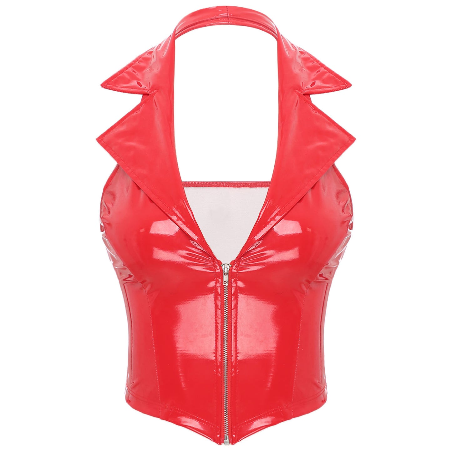 Glossy Latex Vest – Patent Leather Crop Top Premium