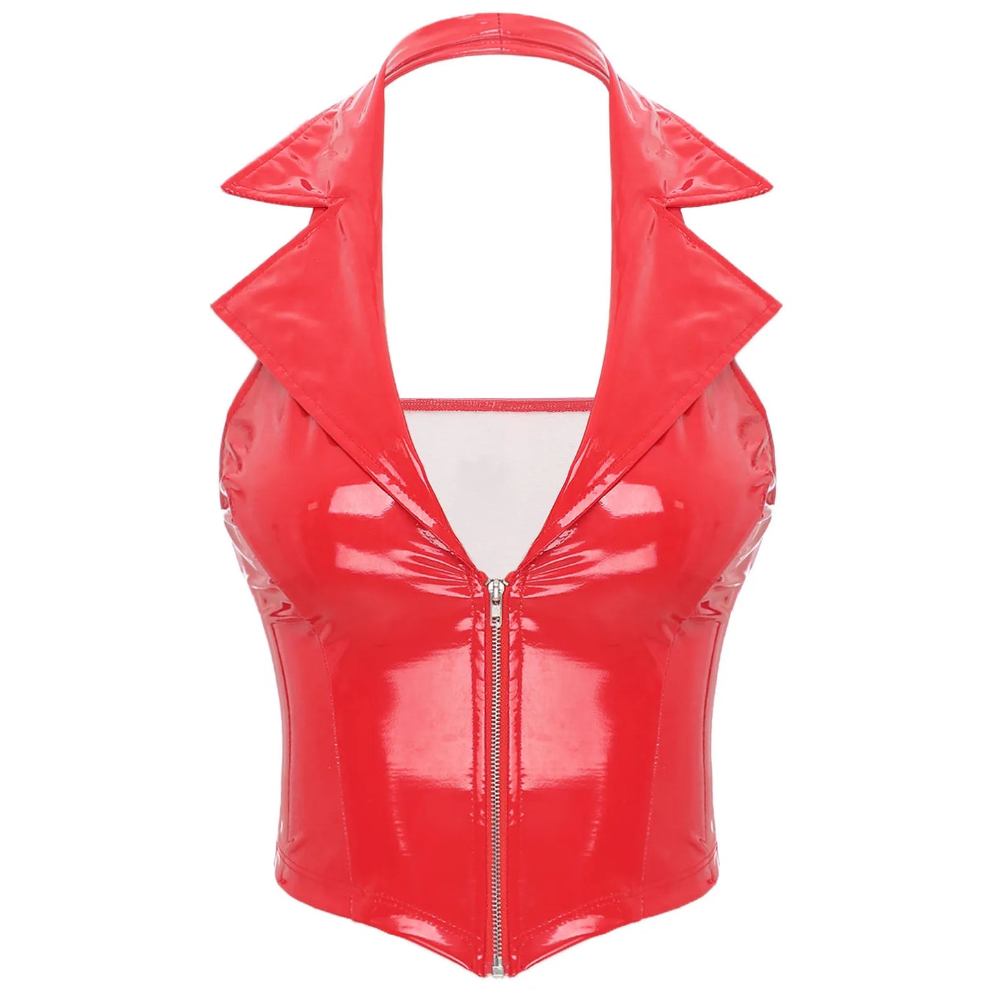 Glossy Latex Vest – Patent Leather Crop Top Premium
