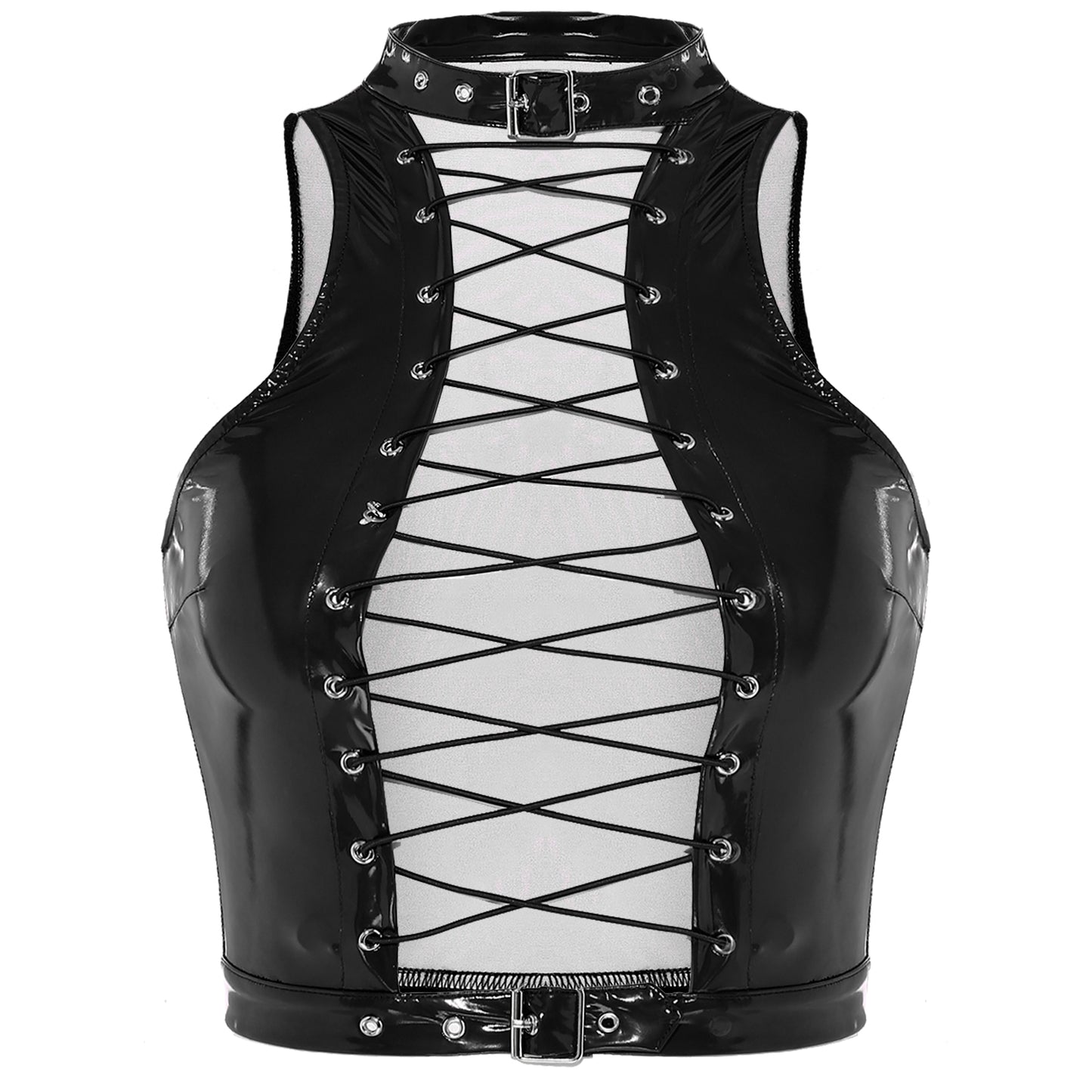 Glossy Latex Vest – Patent Leather Crop Top Premium