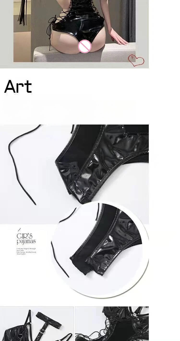 BDSM Latex Bodysuit – Premium Fetish Lingerie Set