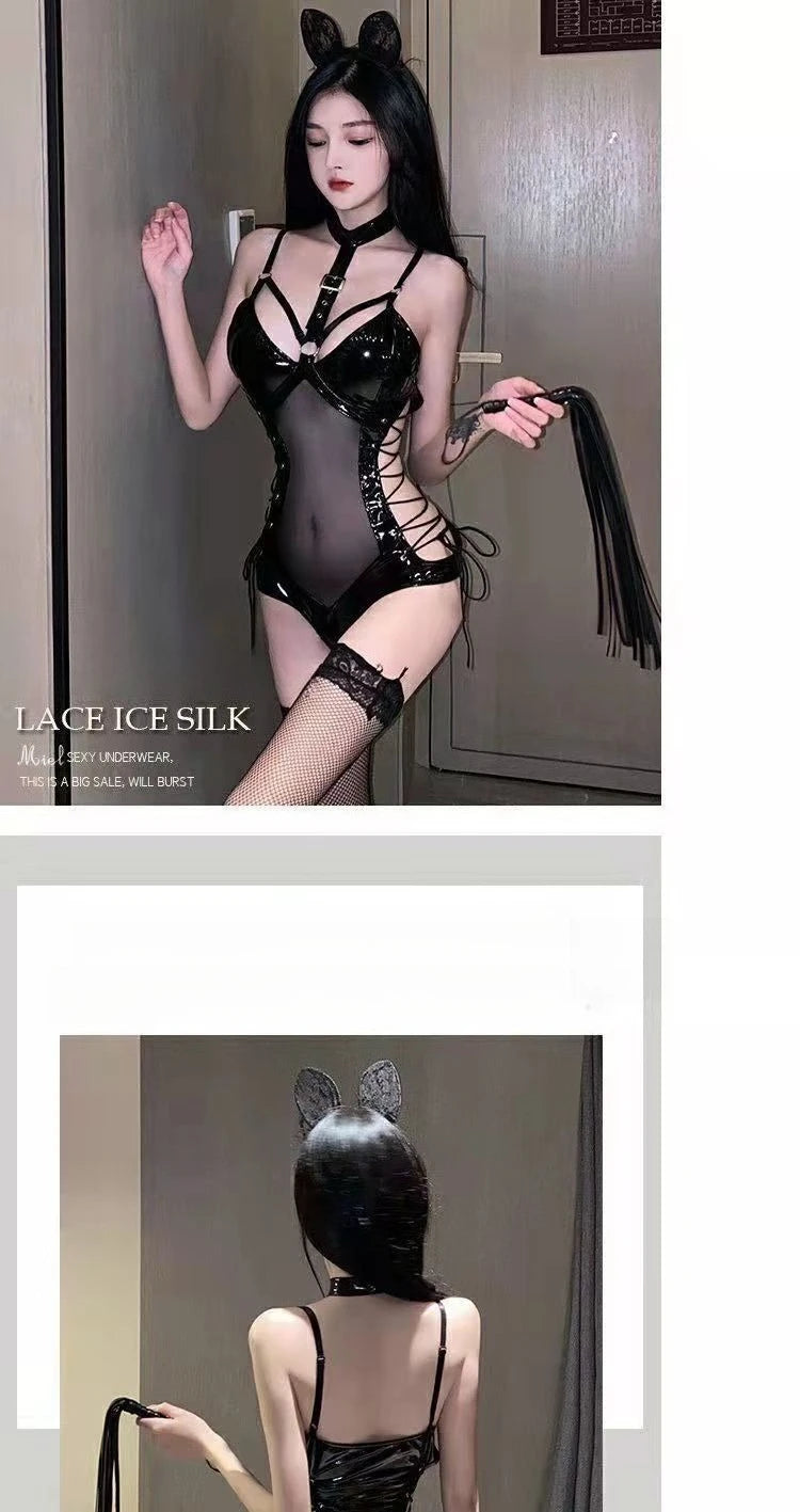 BDSM Latex Bodysuit – Premium Fetish Lingerie Set