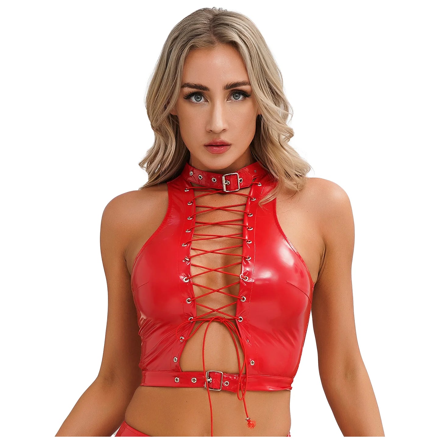Glossy Latex Vest – Patent Leather Crop Top Premium