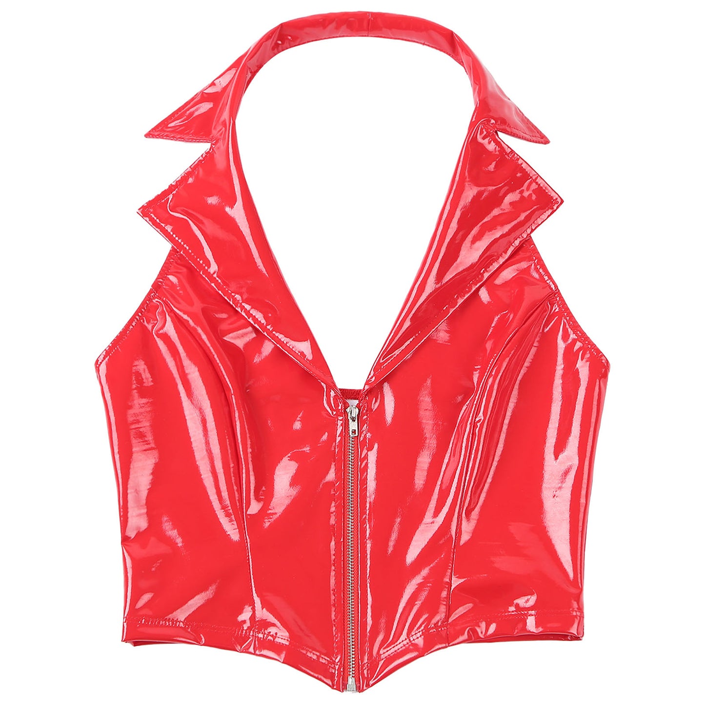 Glossy Latex Vest – Patent Leather Crop Top Premium