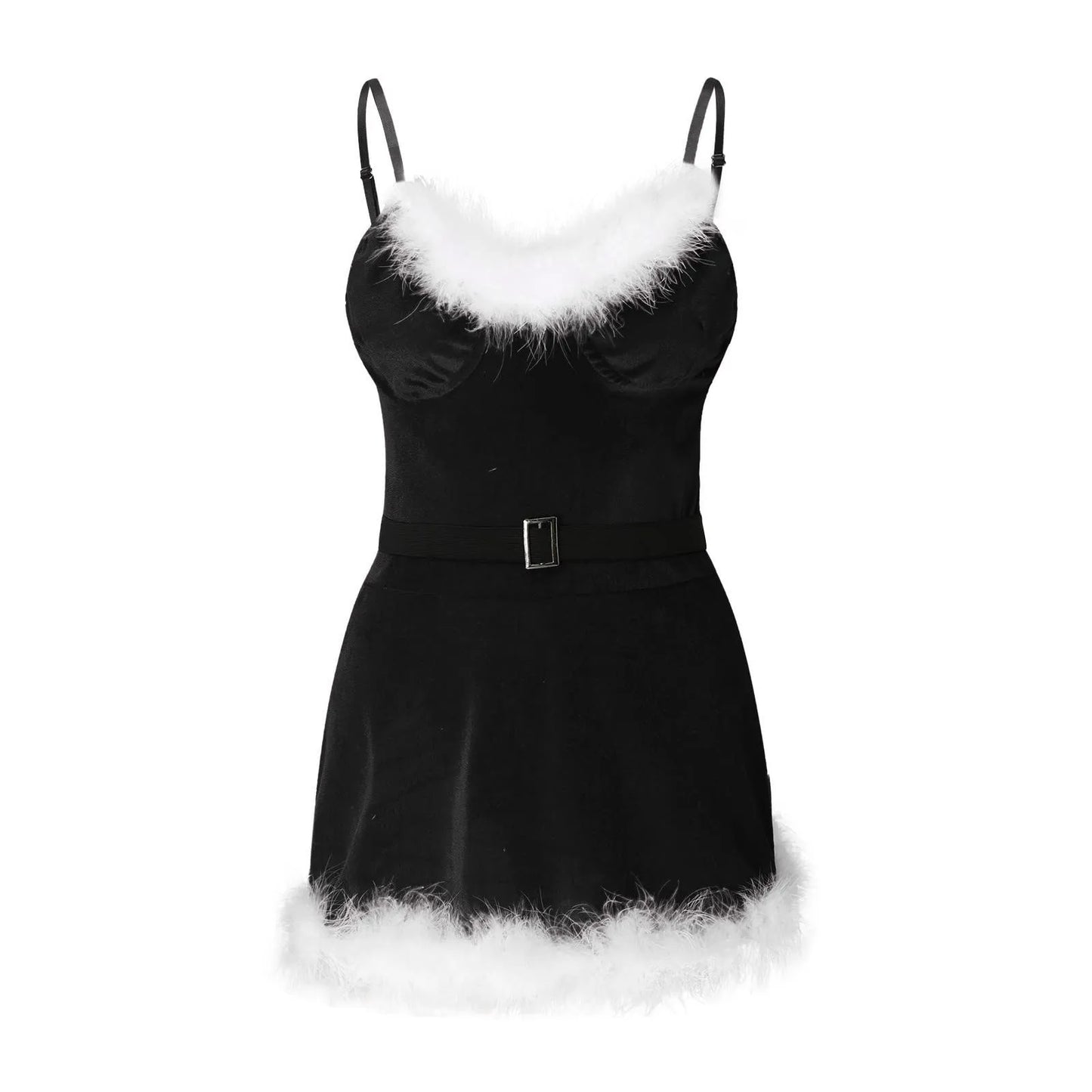 Women's Christmas Net Hang Neck Strappy Skirt Sexy Pajamas Fun Underwear  Lingerie Set Lenceria Femenina