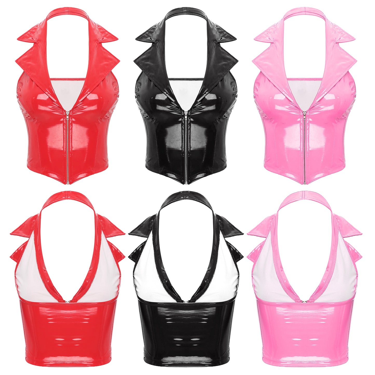 Glossy Latex Vest – Patent Leather Crop Top Premium